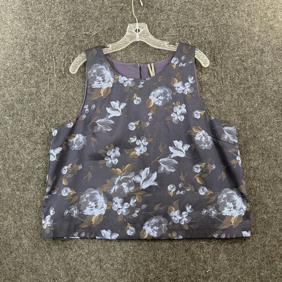Anthropologie Tops - Anthropologie Tank Top Women's Extra Large Blue Floral Jacquard Zip Back